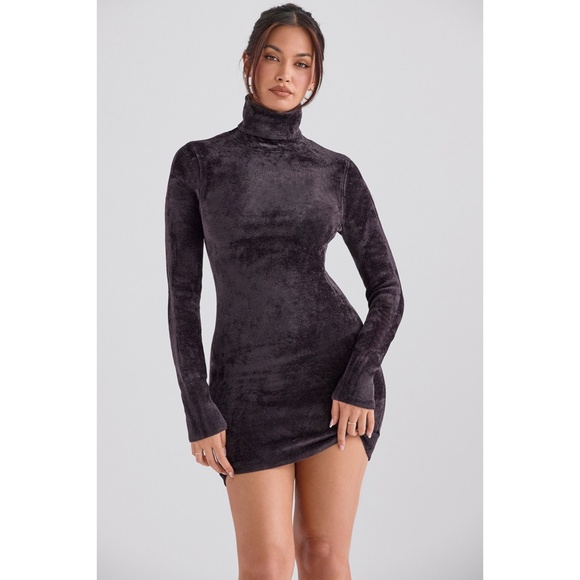 NEW House of CB Taya Chenille Mini Dress Charcoal Small - Picture 7 of 13